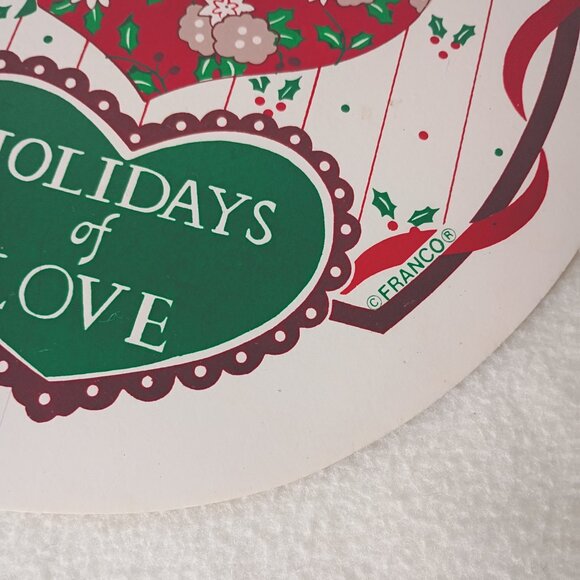 VTG 90s Oval Vinyl Christmas Valentines Placemats Holidays of Love Hearts Franco - Picture 2 of 7